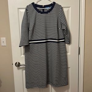 Draper James ponte dress, navy and white stripe, size 2x